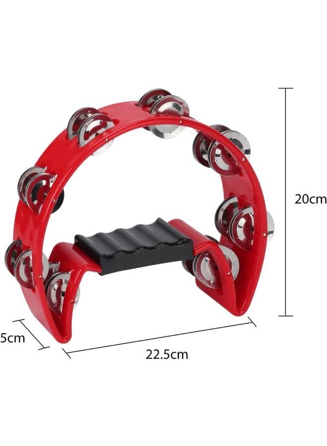 ProKussion Handheld Half Moon Tambourine - 6 Different Colours (Red) - Image 2