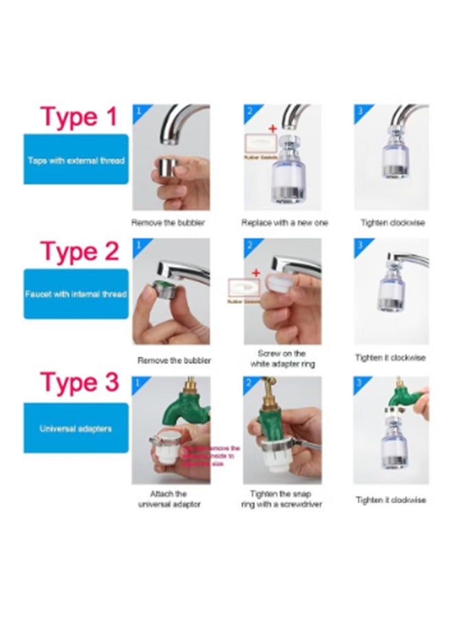 Sink Filter Water Faucet, Universal 360 Degree Rotating Sink Filter with 5 Filter Element, Kitchen Faucet Water Filter for Home Kitchen Bathroom - Image 3