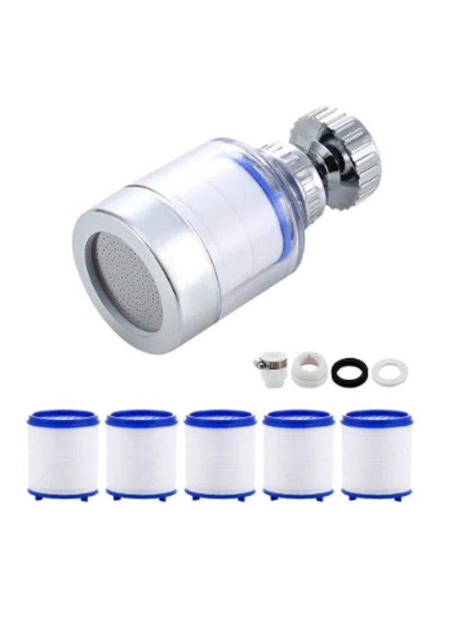 Sink Filter Water Faucet, Universal 360 Degree Rotating Sink Filter with 5 Filter Element, Kitchen Faucet Water Filter for Home Kitchen Bathroom - Image 1