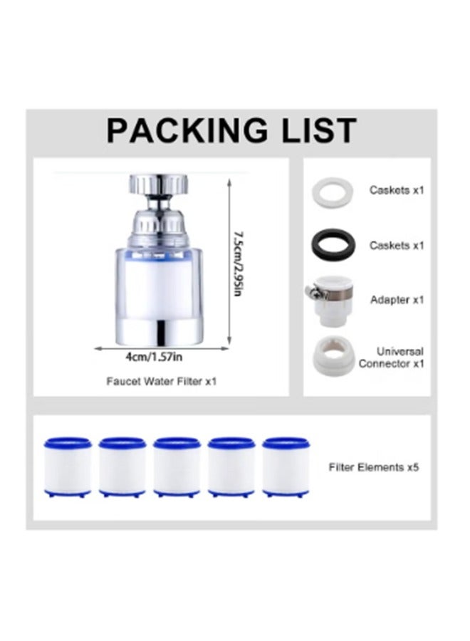 Sink Filter Water Faucet, Universal 360 Degree Rotating Sink Filter with 5 Filter Element, Kitchen Faucet Water Filter for Home Kitchen Bathroom - Image 5