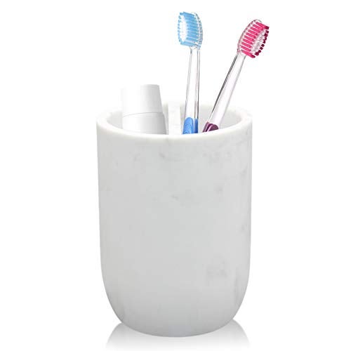 Toothbrush Holder Polyresin Toothbrush Organizer StandMultiFunctional Toothpaste Holder Makeup Brushes Cup Razors Holder for Bathroom Vanity CountertopIdeal for Home Hotel Marble Style 1Pack