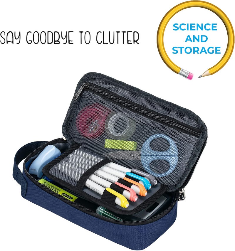 ECHSRT Large Pencil Case, Aesthetic Pen Pouch with Big Capacity, Minimalist Portable Stationery Bag with Handle for Office Organizer Aesthetic Pencil Cases - Image 3