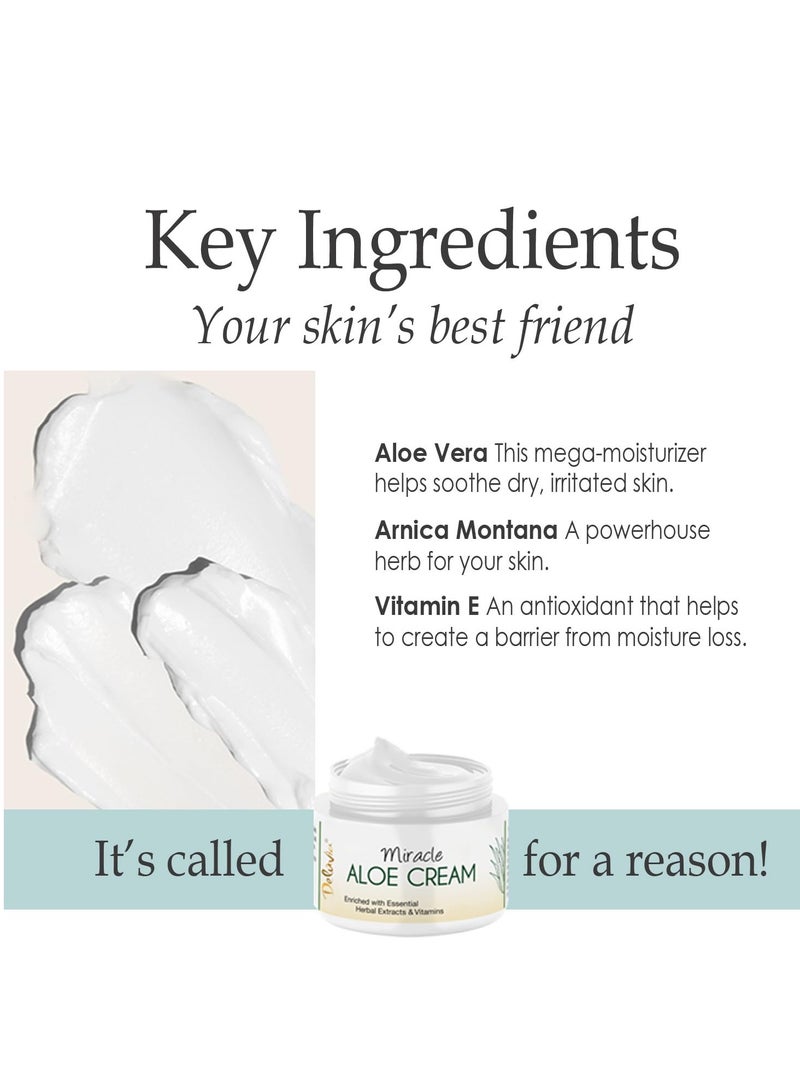 Deluvia Miracle Aloe Cream | Face & Body Moisturizer with Vitamin E & Organic Aloe Vera (2 Ounce (Pack of 1), Unscented) - Image 3