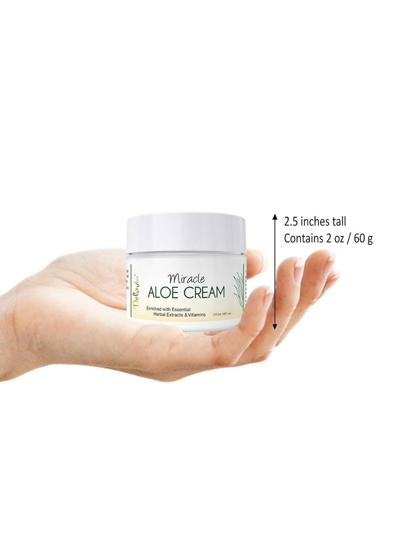 Deluvia Miracle Aloe Cream | Face & Body Moisturizer with Vitamin E & Organic Aloe Vera (2 Ounce (Pack of 1), Unscented) - Image 4