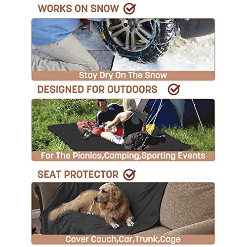 Tirrinia Waterproof Outdoor Blanket with Sherpa Lining, Windproof Triple Layers Warm Comfy Foldable for Camping Stadium, Sports, Picnic, Grass, Concert, Pet, Travel, Emergency Car Blanket 51''X 59'' - Image 5