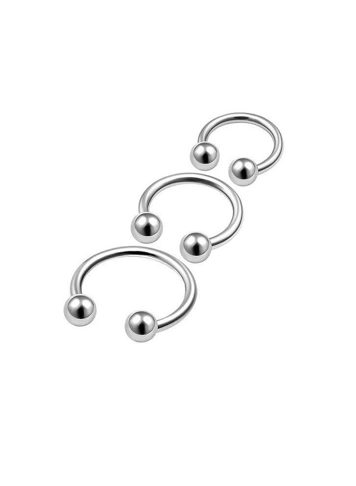 Forbidden Body Jewelry Horseshoe Septum Rings Internally Threaded Small Nose Hoop Surgical Steel (3PCS) SPHS6 - Image 1