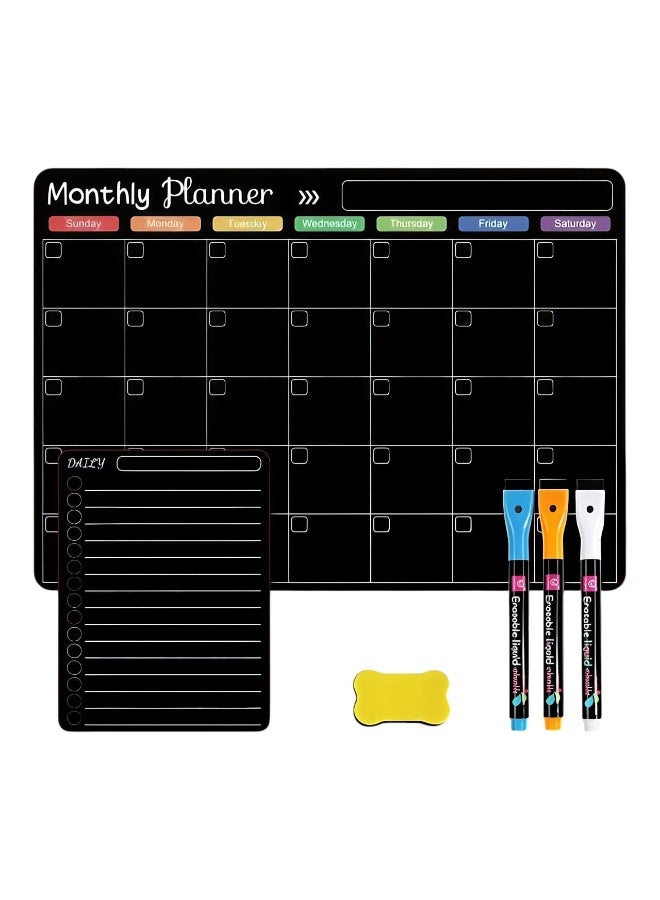 Erasable Refrigerator Calendar, Monthly Meal Planner And Today's Menu Whiteboard, 2pcs Fridge Chalkboard, Suitable For Kitchen Office, Includes 3 Marker Pens And 1 Eraser - Image 1