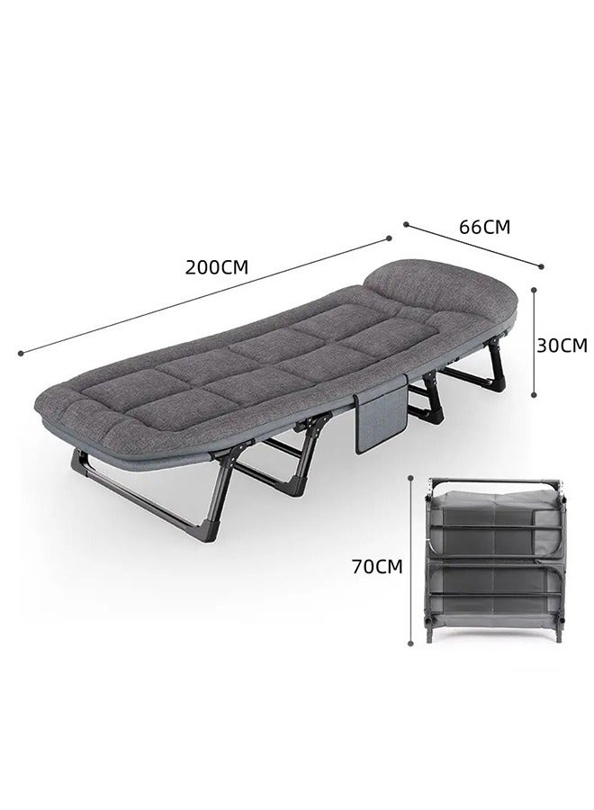 Generic Portable Folding Bed,Folding Guest Bed, Camping Folding Bed, Thickened Sponge And Adjustable Backrest,  Portable Nap Bed, Suitable For Offices, Homes And Hospitals.   200cm×66cm×30cm.  - Image 2