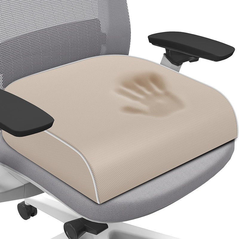 SweetSlubr Seat Cushion for Tailbone Pain Relief, Office Chair Cushion, Memory Foam Large Chair Cushion with Non-Slip Cover for Soft Support at Office Chair, Car Seat, Airplane Beige/Large - Image 1