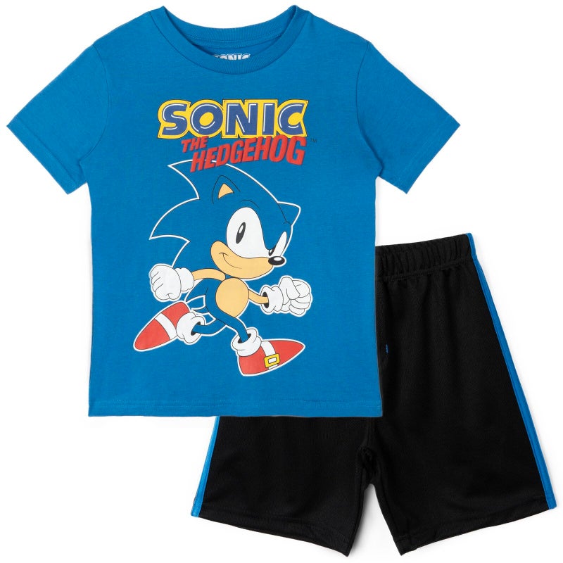 SEGA Sonic The Hedgehog Little Boys T-Shirt and Mesh Shorts Outfit Set Blue/Black 6 - Image 1