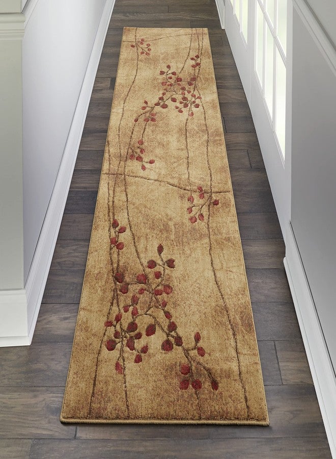 Nourison Home Somerset 6' Runner Brown Fabric Rustic Area Rug (6' Runner), Latte - Image 1