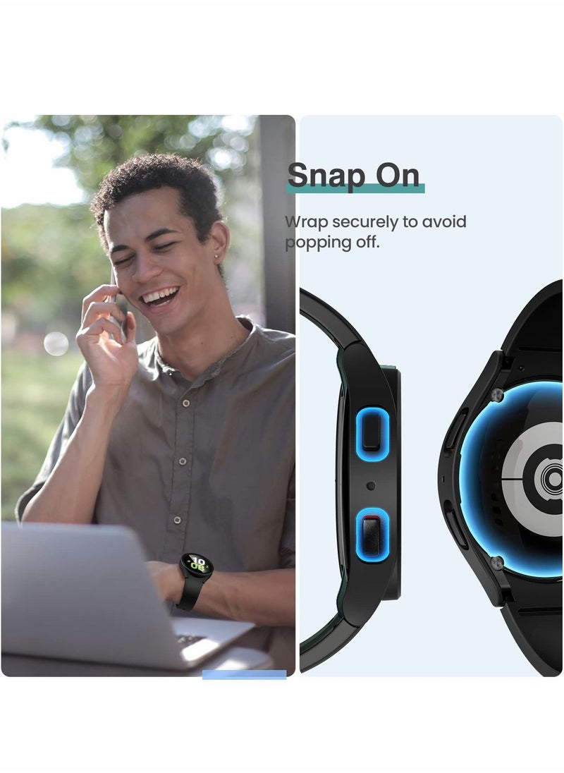 واي آند دي KASTWAVE for Samsung Galaxy Watch 5 4 Screen Protector and Case 44mm Anti Fog Tempered Glass Protective Film Hard PC Bumper Face Cover Set  - Image 3