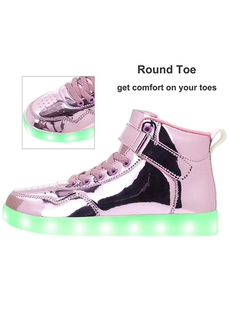 Generic - Kids LED Light Up Shoes High Top Cool USB Rechargeable Flashing Sneakers for Unisex Child Boys Girls - Image 1