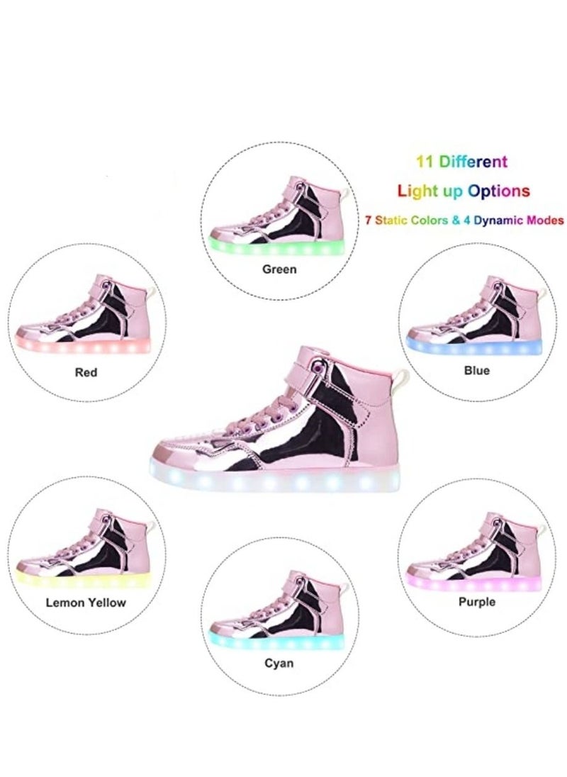 Generic - Kids LED Light Up Shoes High Top Cool USB Rechargeable Flashing Sneakers for Unisex Child Boys Girls - Image 1