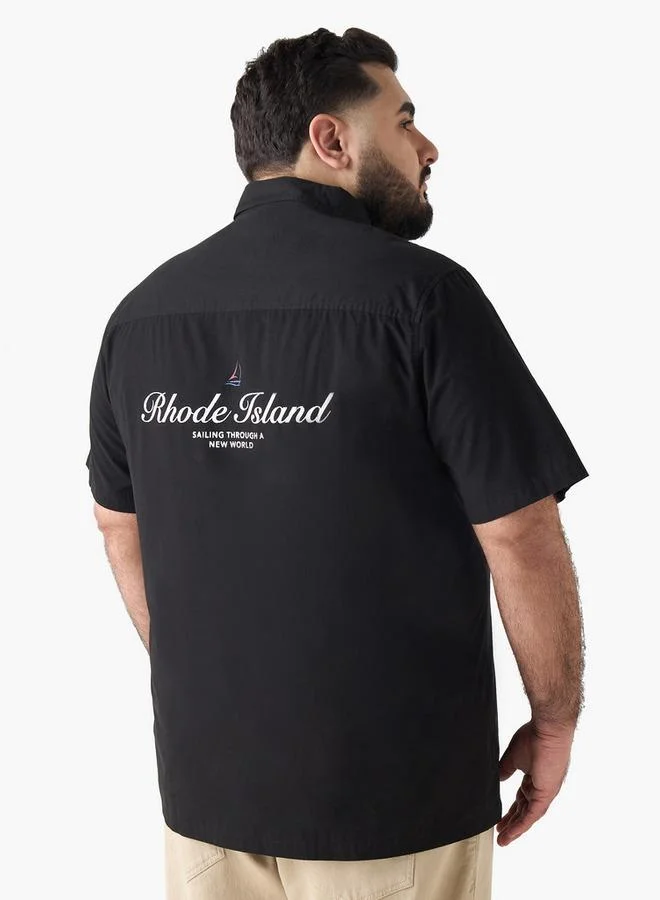 Maxim Men Regular Fit Collared Rhode Island Print Short Sleeves Shirt