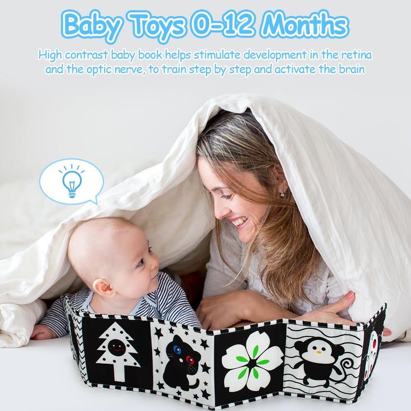 Cawgug Black And White High Contrast Soft Book For Babies 0-12 Months - Early Education Infant Tummy Time And Sensory Toys  Montessori Cloth Book Activities - Image 2