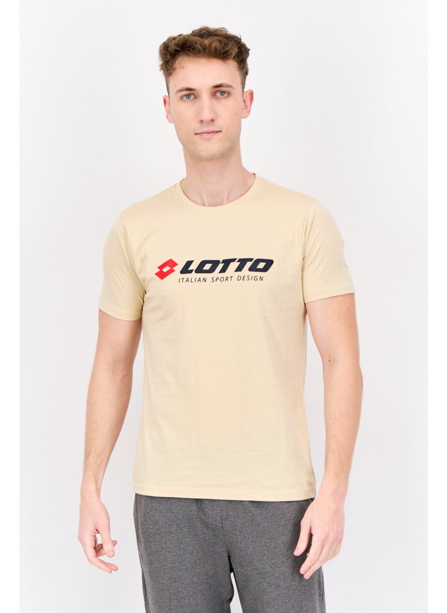 LOTTO Men Sportswear Fit Short Sleeves Outdoor T-shirt, Beige  - Image 1