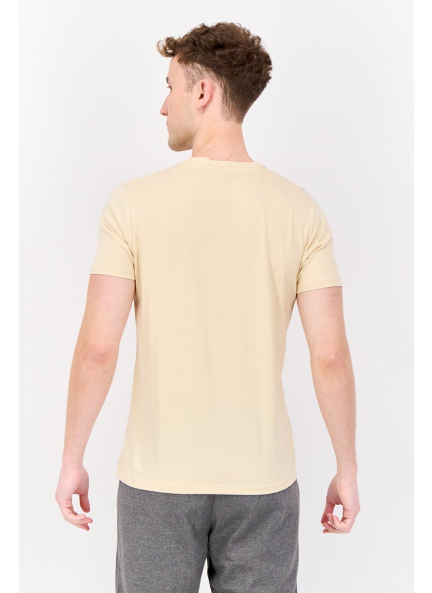 LOTTO Men Sportswear Fit Short Sleeves Outdoor T-shirt, Beige  - Image 2