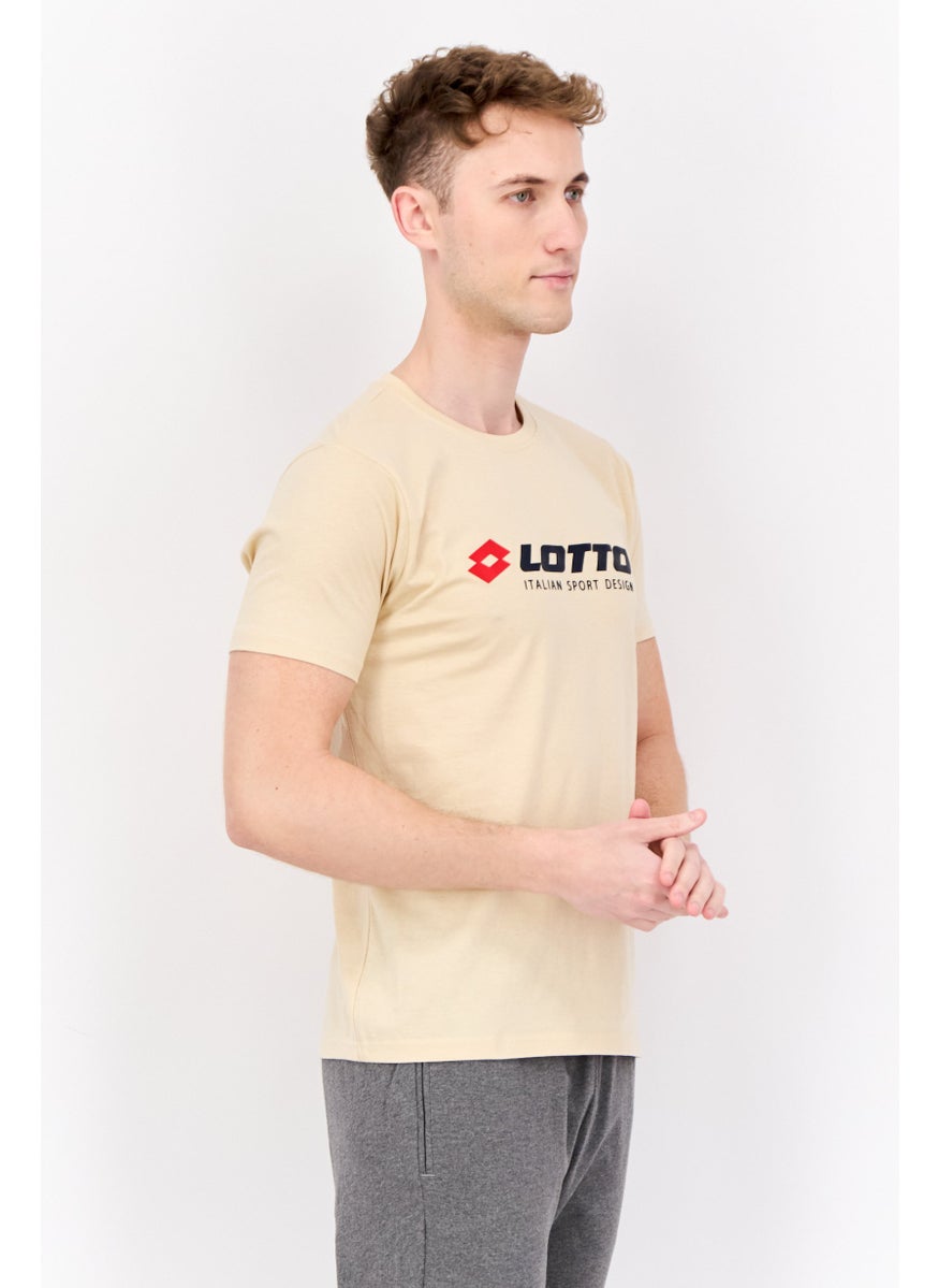 LOTTO Men Sportswear Fit Short Sleeves Outdoor T-shirt, Beige  - Image 3
