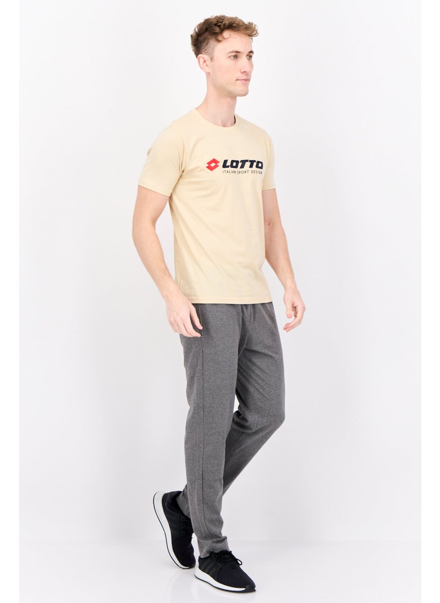 LOTTO Men Sportswear Fit Short Sleeves Outdoor T-shirt, Beige  - Image 4