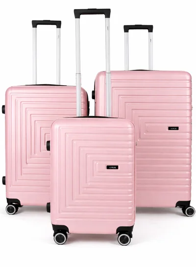 MNUK Pilgrimage Set of 3 Luggage | Hardside Soft Handle Trolley with TSA Lock |360° 4 Wheeler| Cabin-20 Inch, Medium- 24 Inch, Large-28 Inch| Rose Gold