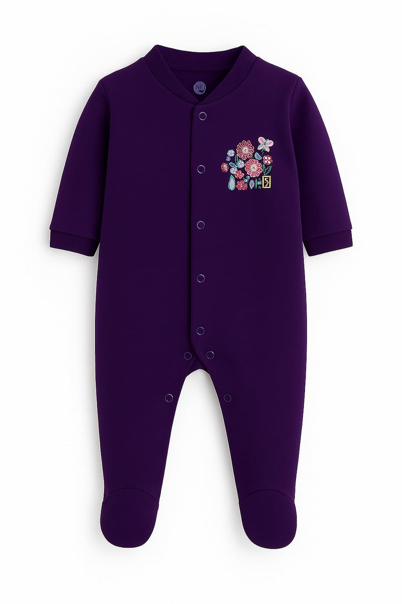 EIO® 100% Cotton Rompers Sleepsuits Jumpsuit Night Suits for Infants Newborn Baby Boys & Girls Pack of 3 (12-18 Months, Purple) - Image 3
