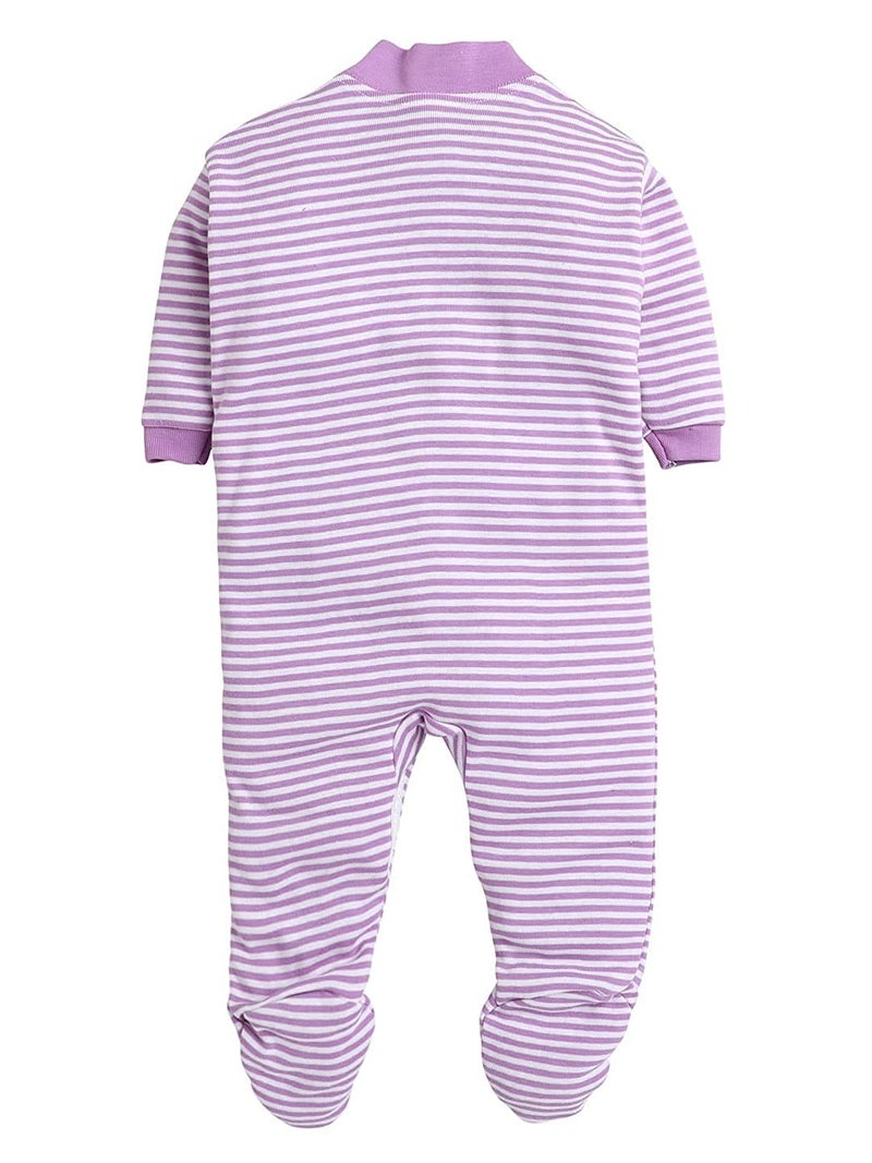EIO® 100% Cotton Rompers Sleepsuits Jumpsuit Night Suits for Infants Newborn Baby Boys & Girls Pack of 3 (12-18 Months, Purple) - Image 5