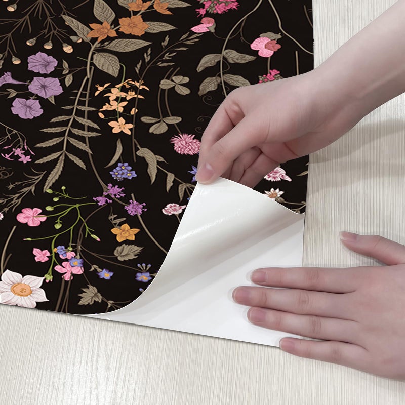 JiffDiff Floral Wallpaper Peel and Stick- Farm Wildwood Daisy Flower Stick on Wallpaper Dark Floral Self Adhesive Contact Paper (17.3" x 118", Timeless) - Image 5