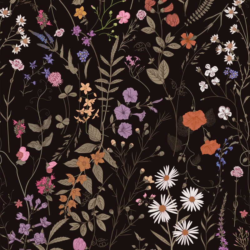 JiffDiff Floral Wallpaper Peel and Stick- Farm Wildwood Daisy Flower Stick on Wallpaper Dark Floral Self Adhesive Contact Paper (17.3" x 118", Timeless) - Image 1