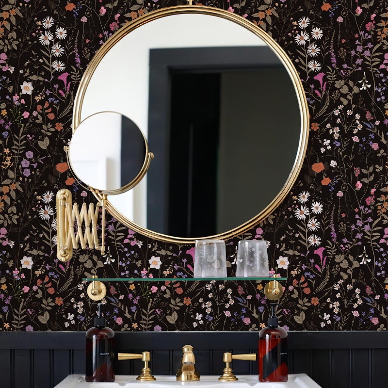 JiffDiff Floral Wallpaper Peel and Stick- Farm Wildwood Daisy Flower Stick on Wallpaper Dark Floral Self Adhesive Contact Paper (17.3" x 118", Timeless) - Image 4