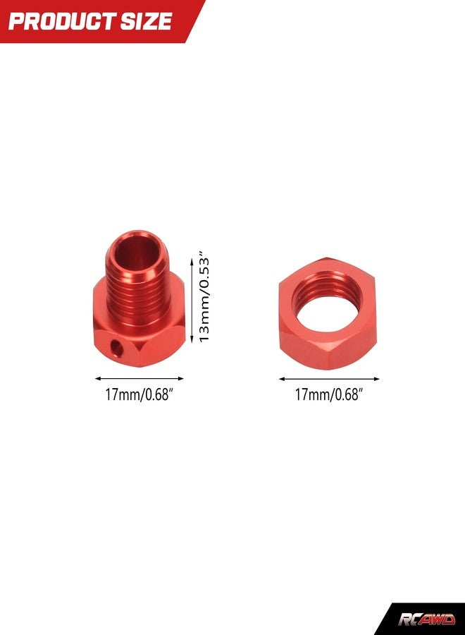 RCAWD Wheel Nut & Wheel Hex 17mm for 1/7 ARRMA Infraction Mojave Limitless 6S & 1/8 ARRMA Typhon 6S Upgrades Parts, Hex Wheels Hubs Adapter for #AR310447#ARAC9413, #AR310449#ARAC9763 Red - Image 3