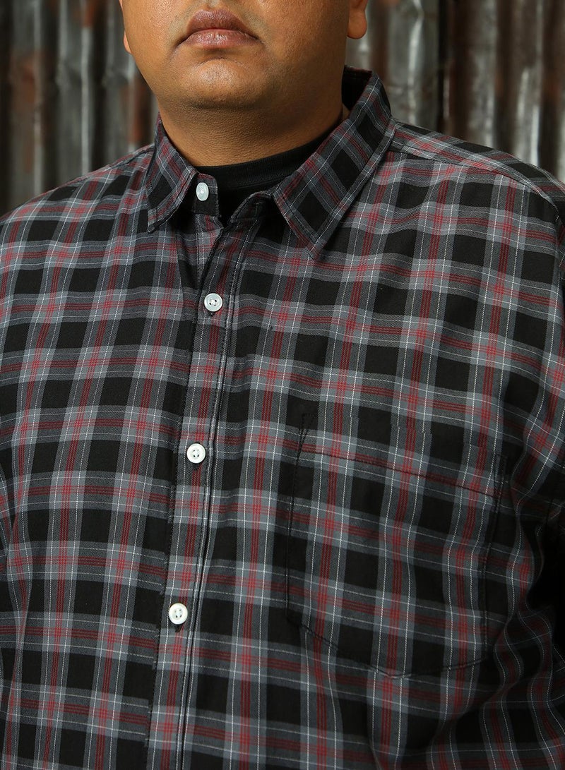 HIGH STAR Men's Multicoloured 100% Cotton Checkered Plus Size Button Down Regular Fit Shirt - Image 5