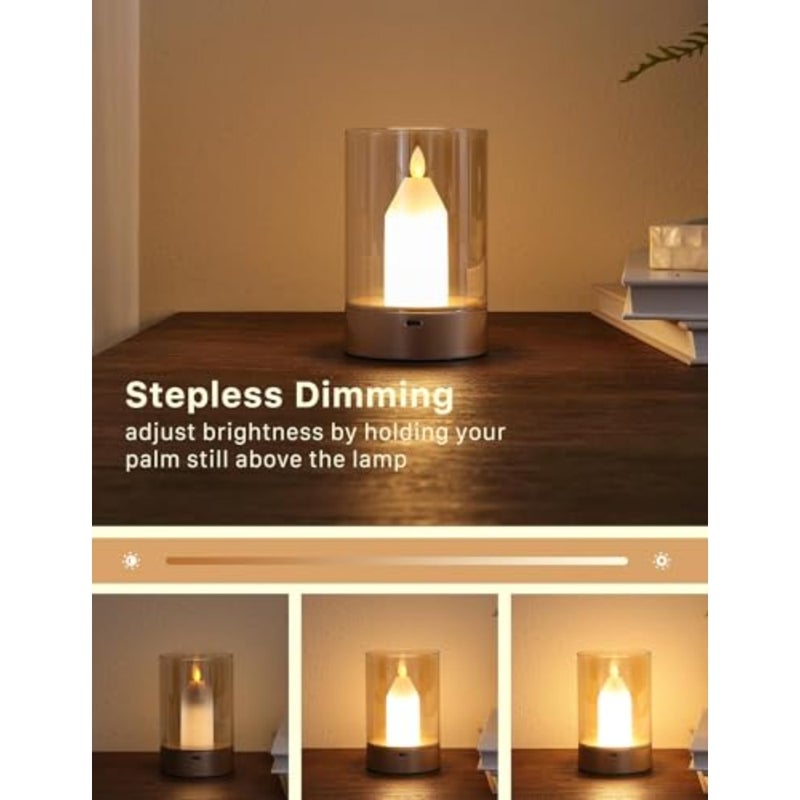 Diwali Small Candle Table Lamp Cordless Gesture Sensor Control Night Light Glass Flameless Candle Dimmable Outdoor Lantern Rechargeable Warm Light for Bedroom Restaurant Cafe - Image 4
