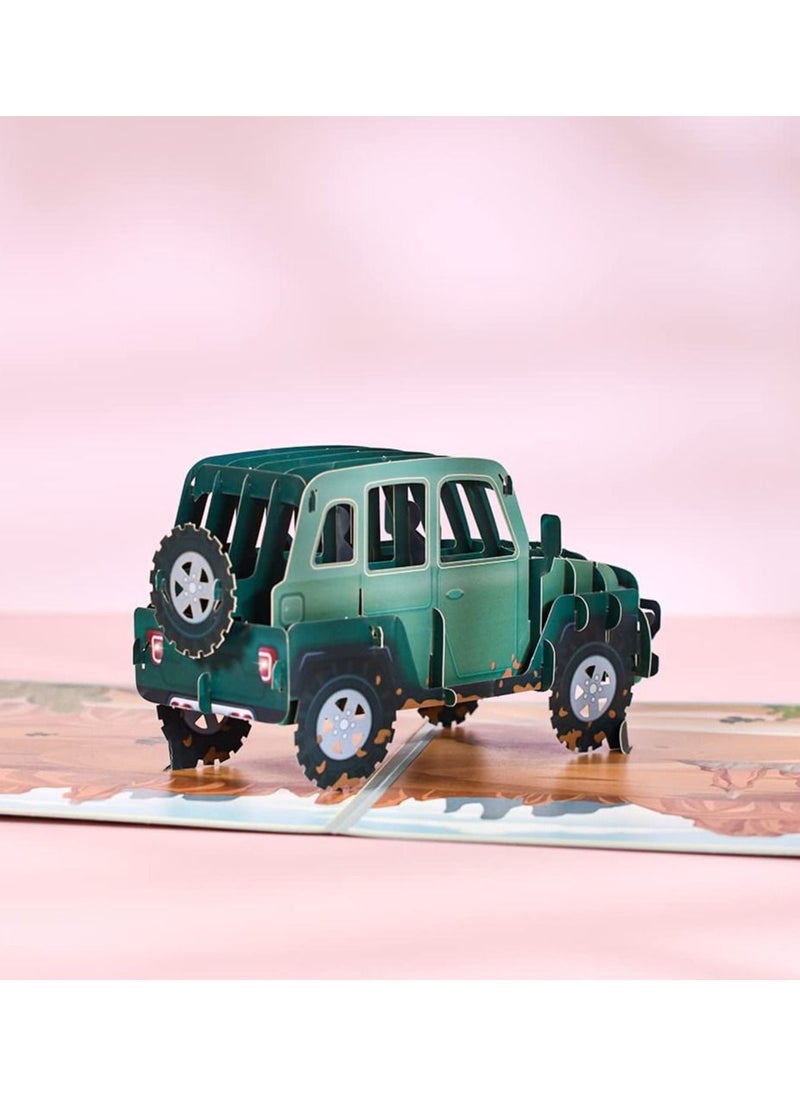 كاست ويف بطاقة منبثقة لسيارة SUV ثلاثية الأبعاد مصنوعة يدويًا بطاقات عيد ميلاد منبثقة ثلاثية الأبعاد مصنوعة يدويًا لأعياد الميلاد وعيد الأب وبطاقة عيد ميلاد للأطفال والأب والزوج ، في جميع المناسبات  - Image 4