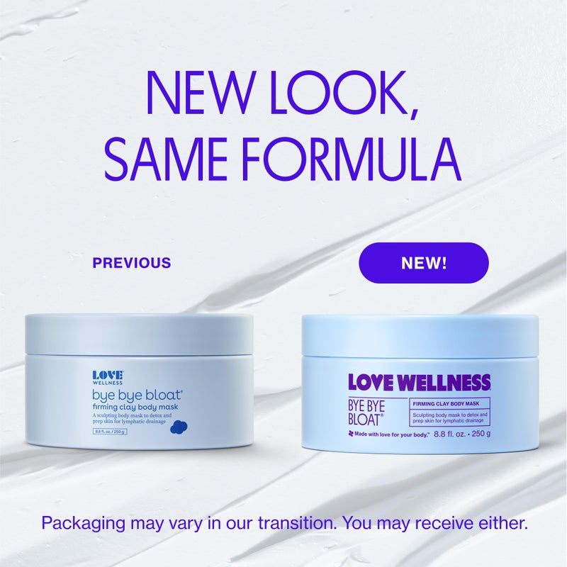 Love Wellness Bye Bye Bloat Firming Clay Body Mask | Lymphatic Drainage Body Mask for Women | Support Bloating Relief, Skin Hydration & Boost Circulation | Caffeine, Grapefruit & Peppermint Oil | 250g - Image 2