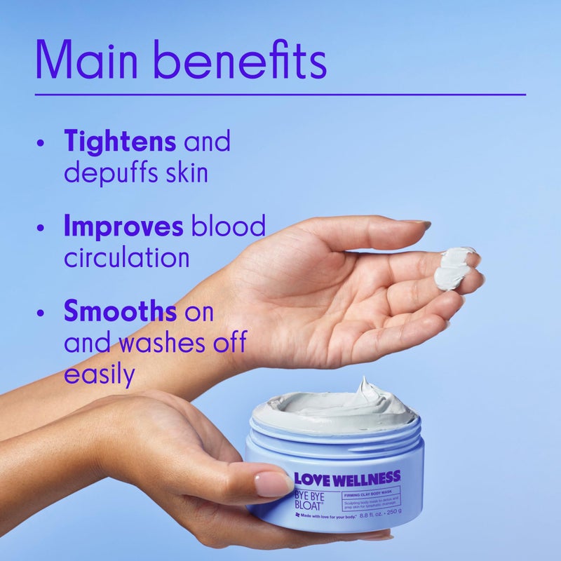 Love Wellness Bye Bye Bloat Firming Clay Body Mask | Lymphatic Drainage Body Mask for Women | Support Bloating Relief, Skin Hydration & Boost Circulation | Caffeine, Grapefruit & Peppermint Oil | 250g - Image 3