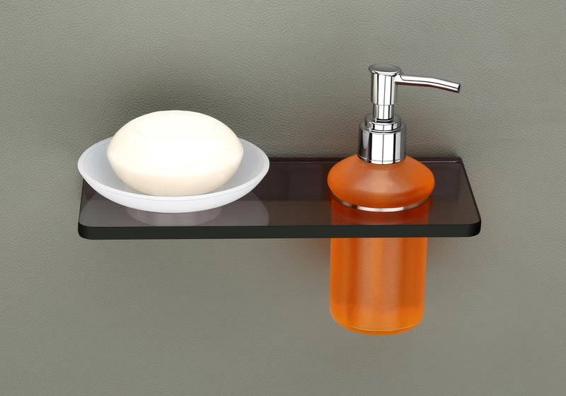 HAPPI Unbreakable Acrylic Soap Dish with Liquid Dispenser, Soap Stand, Soap Case, Soap Holder Stand Wall Mounted for Bathroom with Removable Drain Tray (Smoke Black) - Image 3