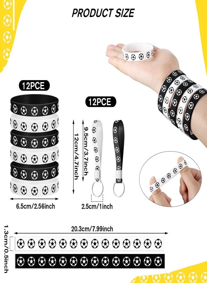 Lothee 34 Pieces Soccer Party Favors 10 Soccer Drawstring Bags Sports Gym 12 Soccer Bracelet Wristband Silicone Rubber Bracelet 12 Soccer Keychains Soccer Team Gift for Men Women Sport - Image 3