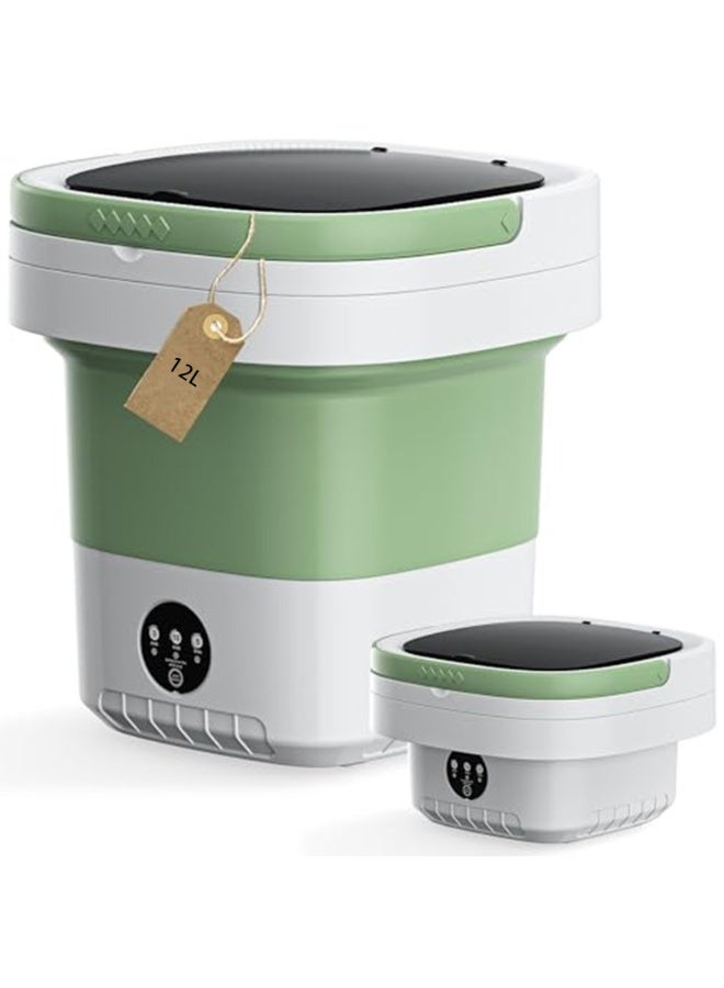 Portable Washing Machine,12L Upgraded Large Capacity Portable Washer With 3 Modes Deep Cleaning.Suitable For Travel, Camping,Apartments, Dormitories, Hotels (Green) - Image 1