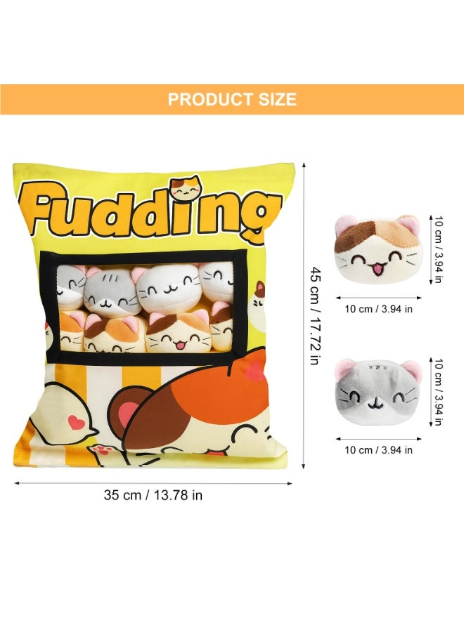 Bukela Cute Snack Pilow Stuffed Animal Toys,Kawaii Cute Plush Doll Cushion,Pudding Decorative Removable Kitty Cat Dolls Creative Toy Birthday for Teens Girls Kids (Yellow Cat) - Image 3