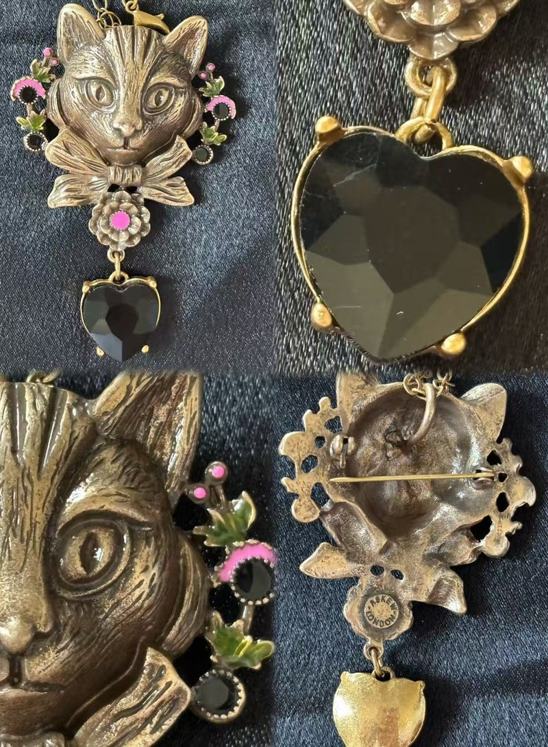 Plane Trees Vintage Cat Pendant Brooch Necklace – Dual-Use Jewelry for Women, Whimsical Animal-Inspired Statement Accessory - Image 3