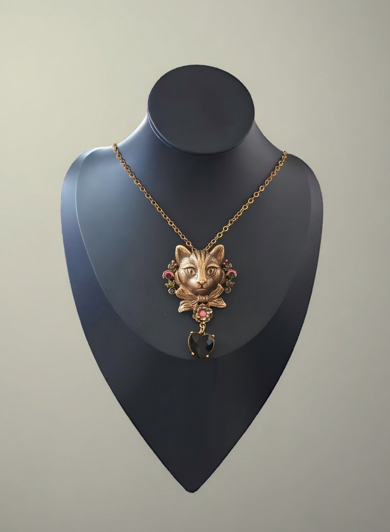 Plane Trees Vintage Cat Pendant Brooch Necklace – Dual-Use Jewelry for Women, Whimsical Animal-Inspired Statement Accessory - Image 1