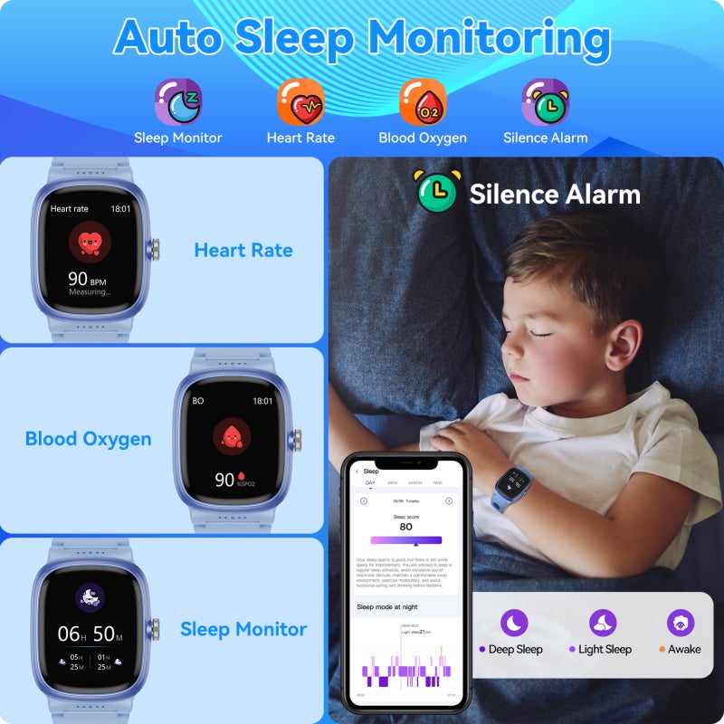 Kids Smartwatch: IP68 Waterproof 1.5'' Touch Screen, 24/7 Health & Sleep Tracker, Family Account Support - 20 Sports Modes Kids Fitness Watch for Boys Girls Aged 4-16 - Image 2