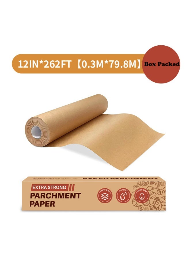 Roll Parchment Paper, Food-Grade Non-Stick Baking Paper For Air Fryer  Oven, Double-Sided Silicone Coated, Oil Proof  Water Resistant, For Baking, Steaming, Freezing ,Space-saving (12In x 262Ft) - Image 1