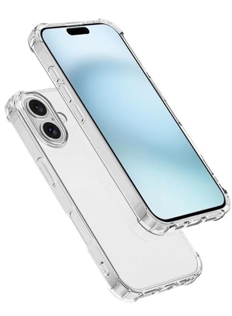 iPhone 16 Clear Back Air Cushion Case – Soft Silicone Shockproof Anti-Scratch Protective Bumper Shell