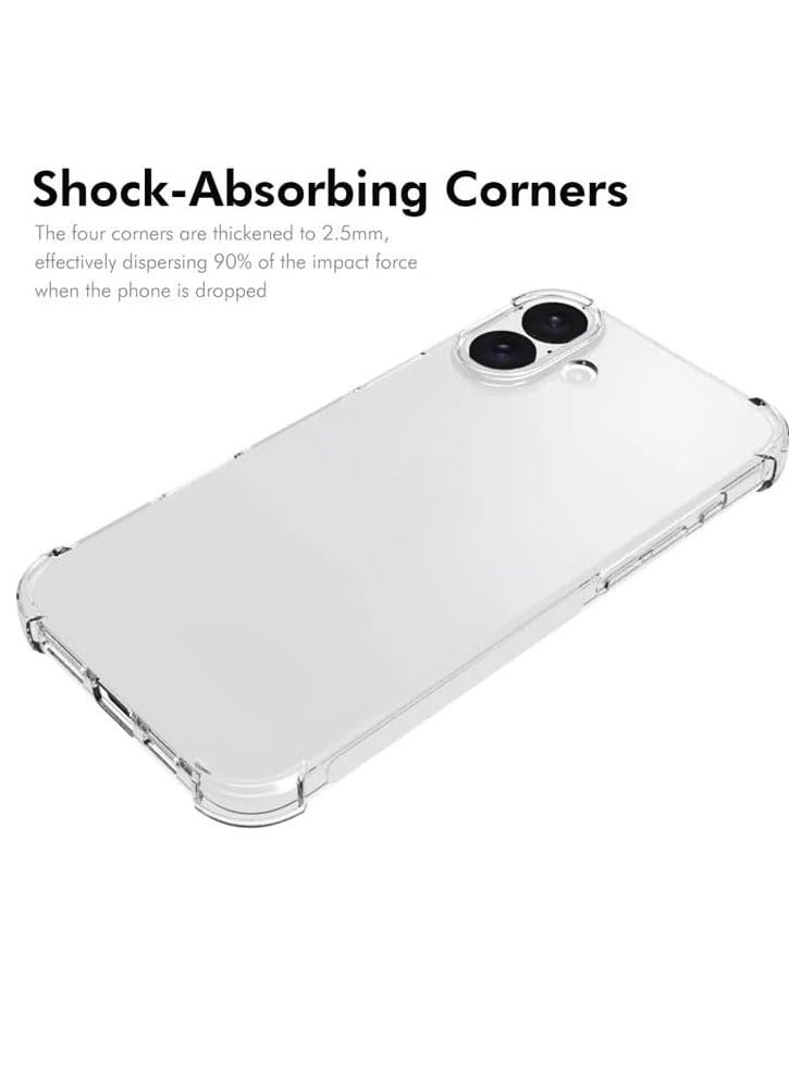 iPhone 16 Clear Back Air Cushion Case – Soft Silicone Shockproof Anti-Scratch Protective Bumper Shell