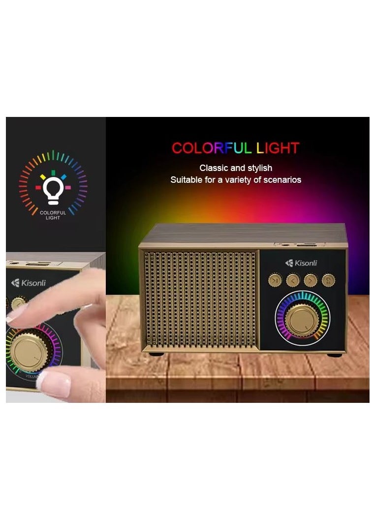 Kisonli - Kisonli G10 Wooden Retro Classic Outdoor Wireless BT Speaker - Brown - Image 1