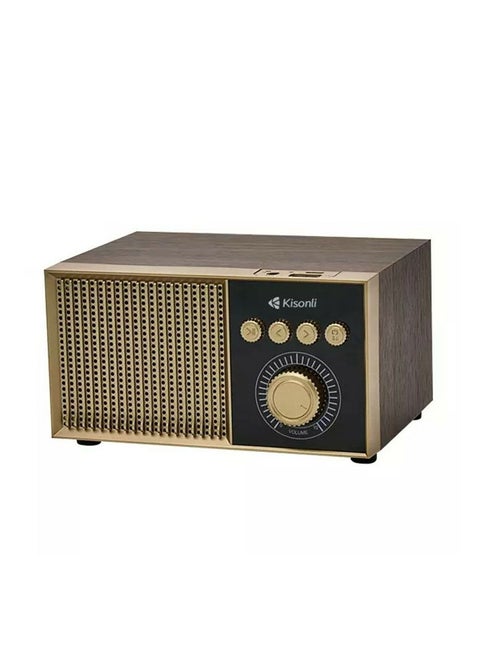Kisonli G10 Wooden Retro Classic Outdoor Wireless BT Speaker - Brown