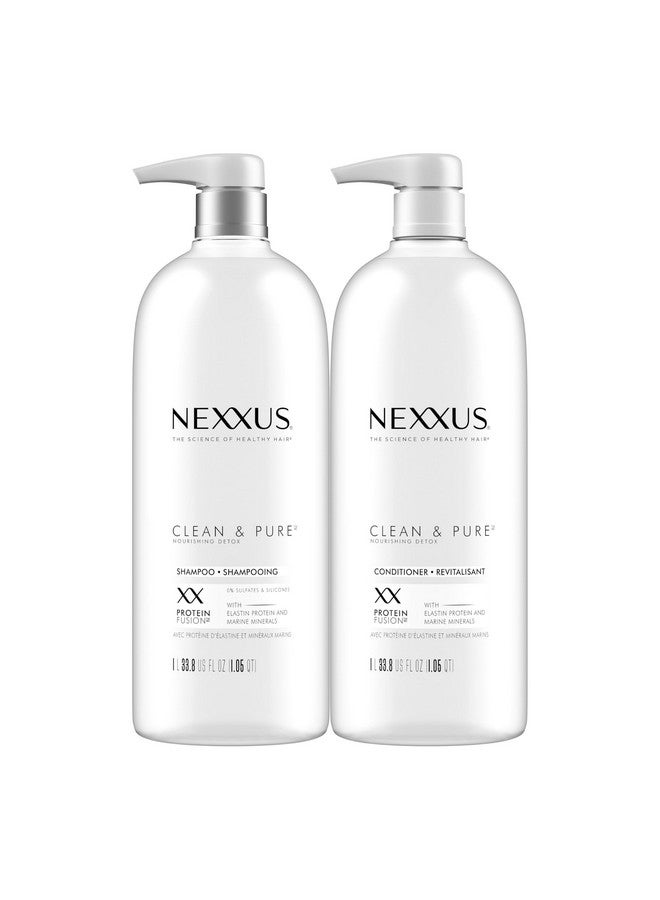 Nexxus Clean and Pure Clarifying Shampoo and Conditioner With ProteinFusion, 2-Pack for Nourished Hair Paraben Free Salon Shampoo 33.8 oz - Image 1