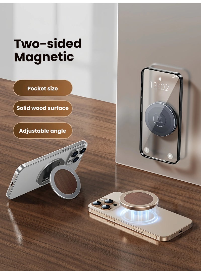 Oatsbasf Desert Gold Dual Sides Magnetic Mobile Phone Ring Holder Grip, Gold Double-sided MagSafe Phone Ring Stand Ring Grip Holder, Two-sided Magnet Phone Mount Kickstand, Ultra-thin Adjustable All Universal Compatible iphone Huawei Samsung, Study Work Car Outdoor Entertainment Carry Hang Stand - Image 3